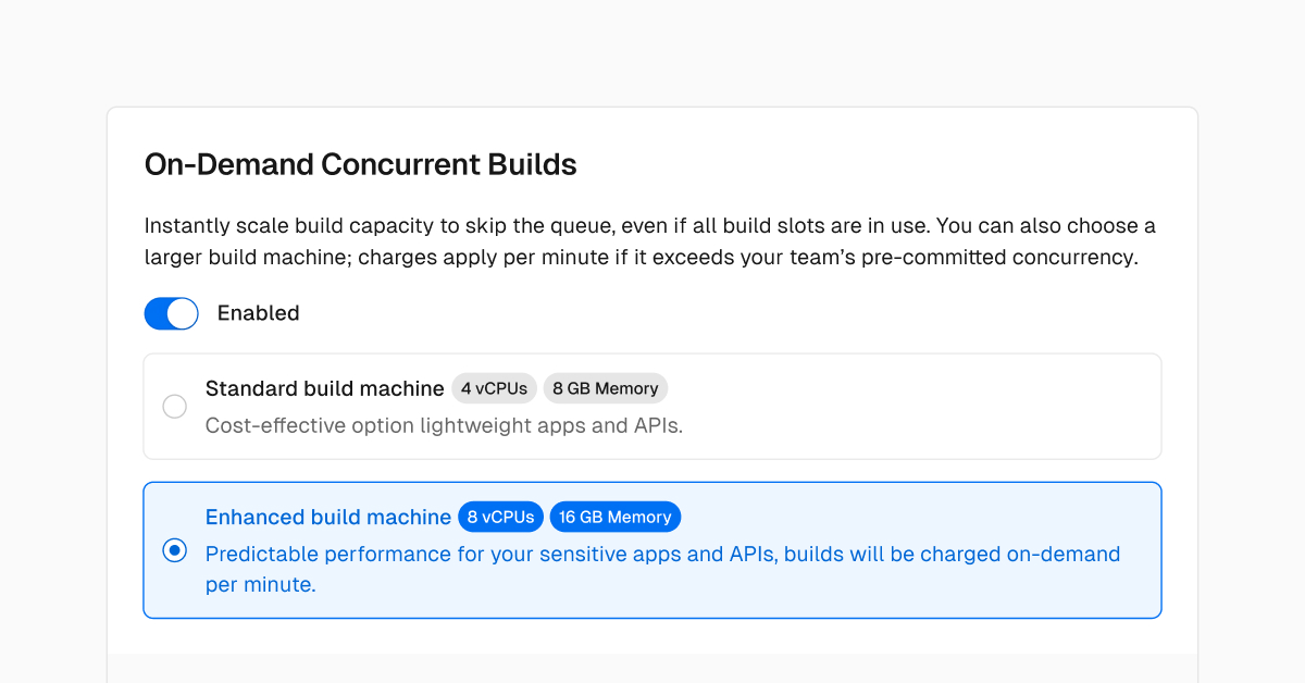 Faster builds now available with compute upgrades on paid plans