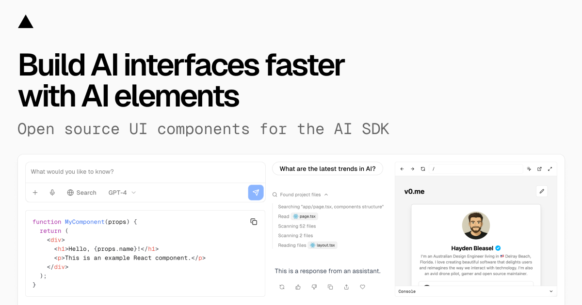 Introducing AI Elements: Prebuilt, composable AI SDK components - Vercel