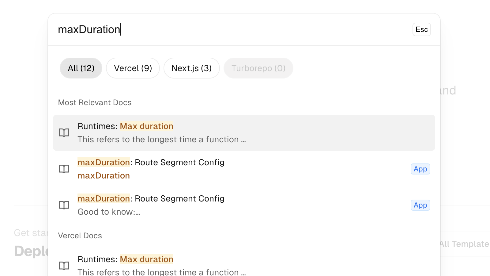 Unified documentation search across Vercel, Next.js, and Turborepo - Vercel