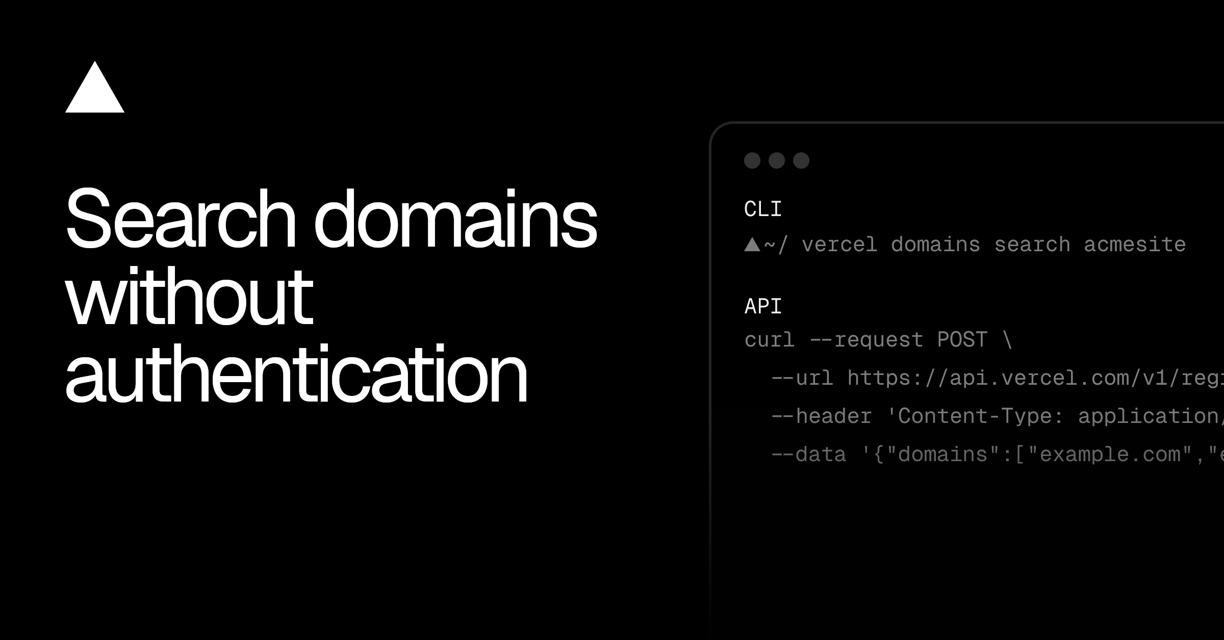 Search domains without authentication