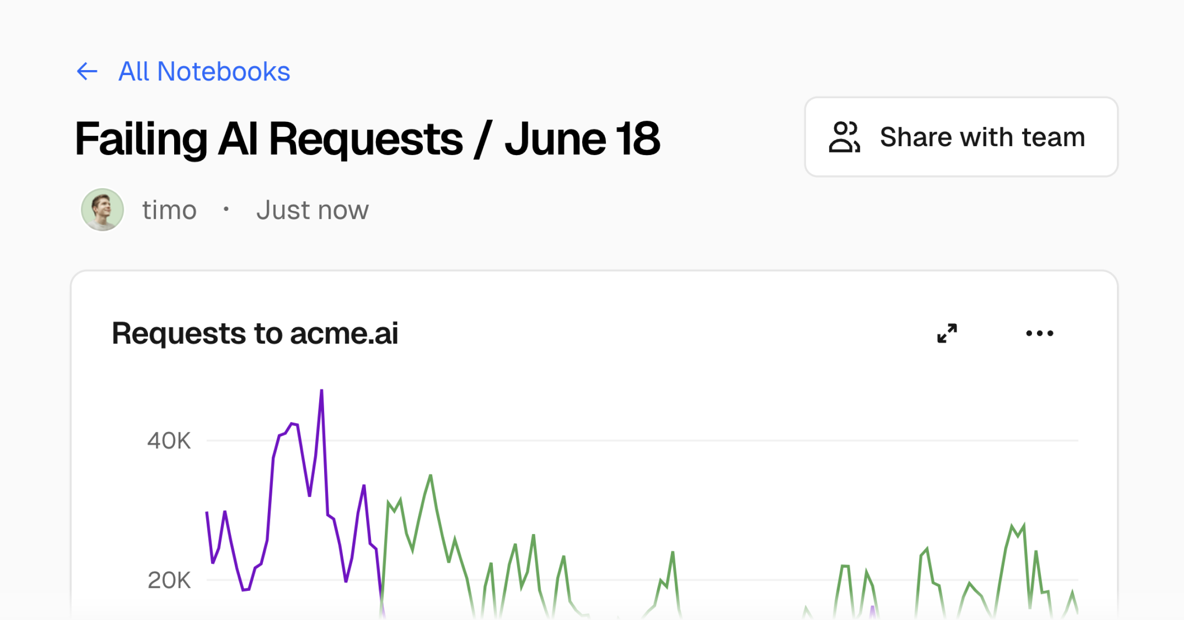 Create and share queries with notebooks in Vercel Observability