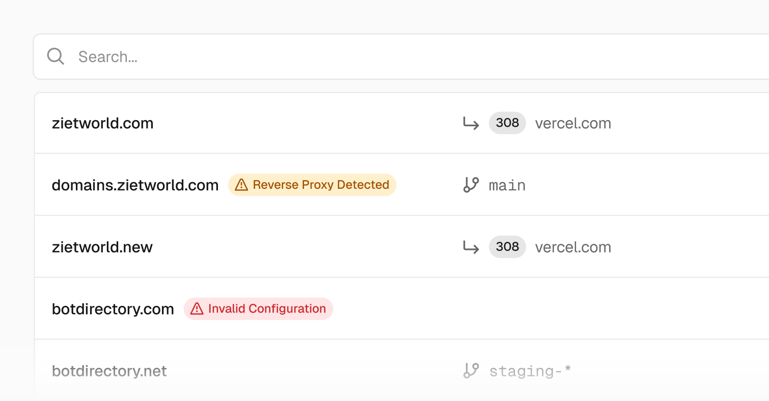 Improved experience for managing project domains