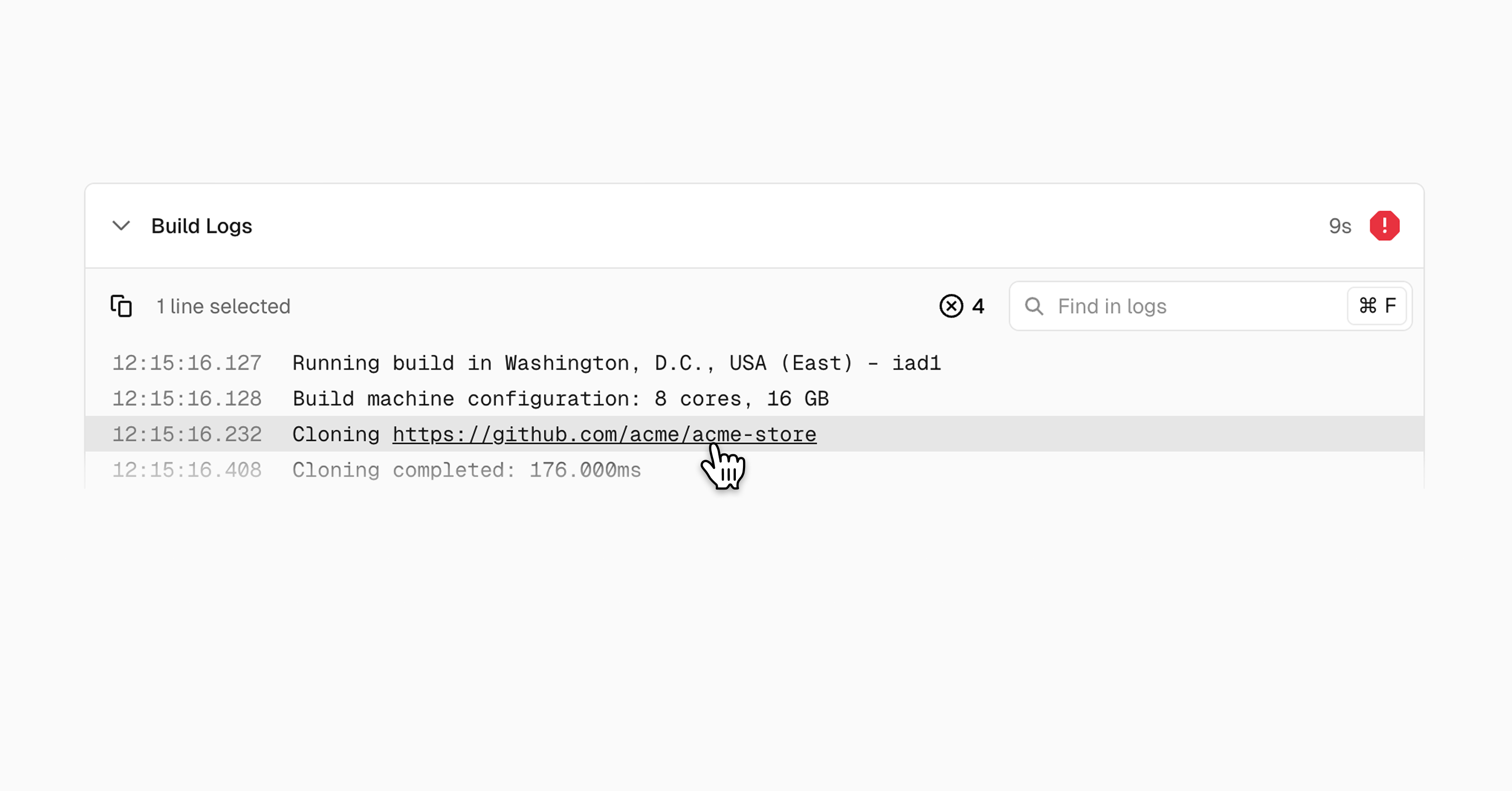 构建日志现在支持互动链接