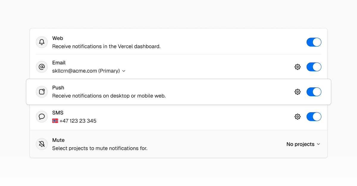 Push notifications support on desktop and mobile