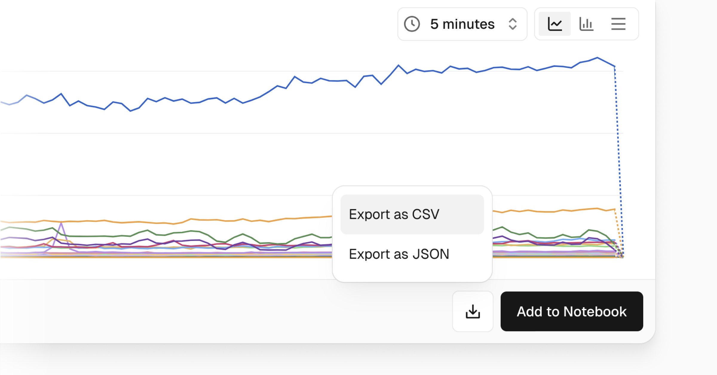 Export Observability query results to CSV or JSON