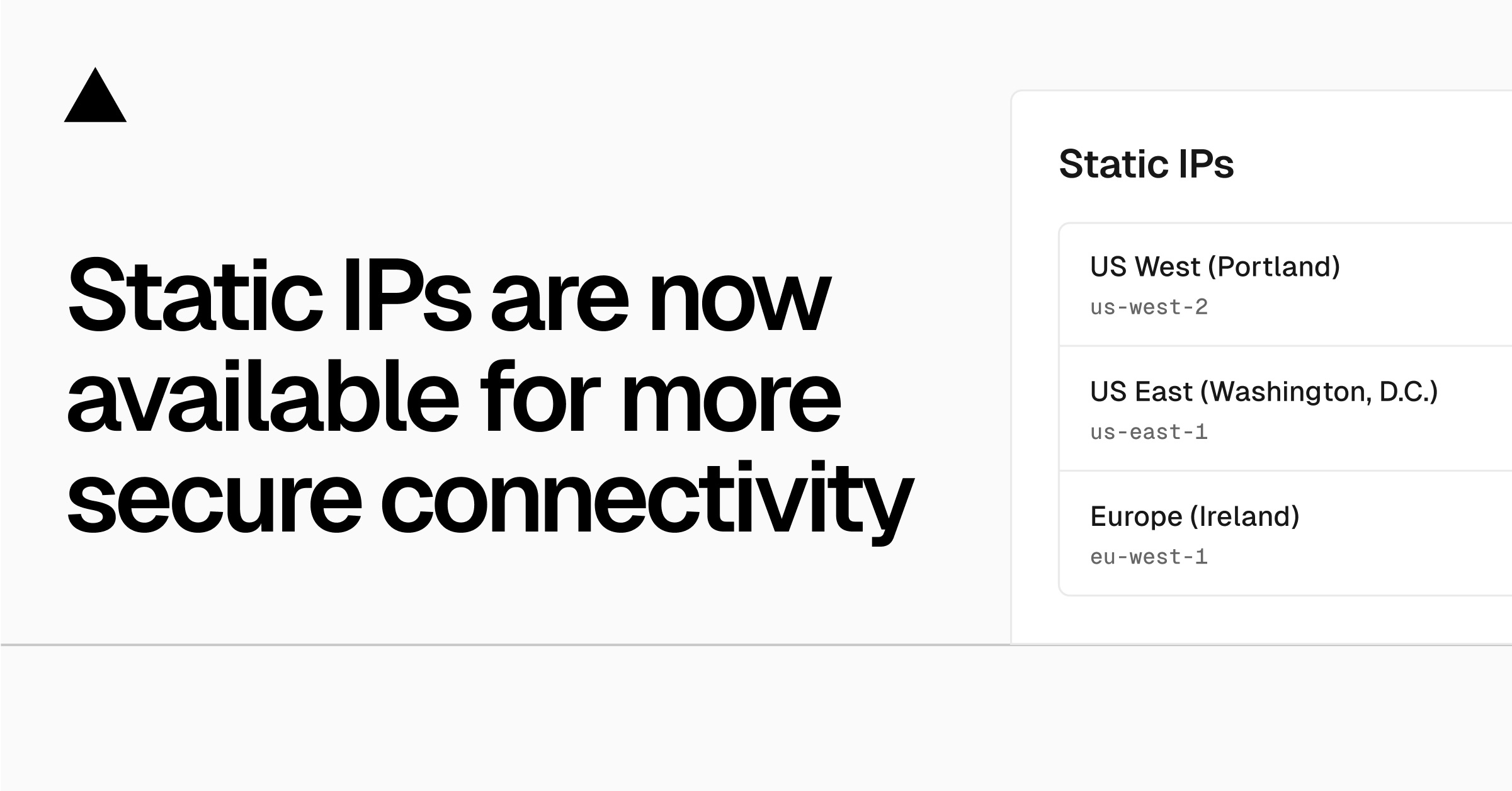 Static IPs are now available for more secure connectivity - Vercel